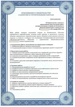 Приложение к свидетельству о допуске к строительным работам Белогорск СРО в строительстве